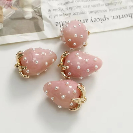 3D Resin Strawberry Charms Set for DIY Jewelry and Keychains
