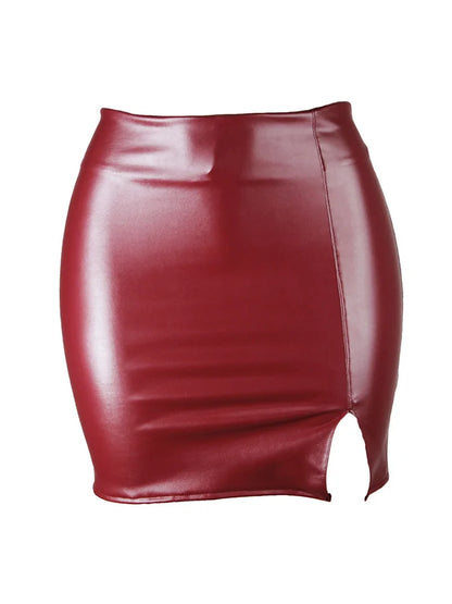 2025 Women PU Leather Night Club Mini Skirt Zipper