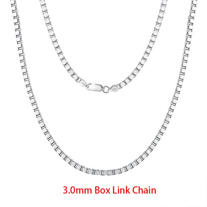 Rinntin 925 Sterling Silver Flat Mariner Chain Necklace Stylish Versatile Unisex Jewelry 3.0mm-Box Chain