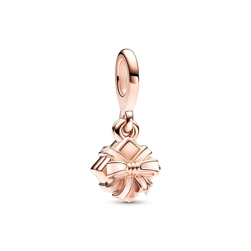 Sparkling Rose Gold Family Tree & Flower Charm Bead for European Silver Bracelet YY1403