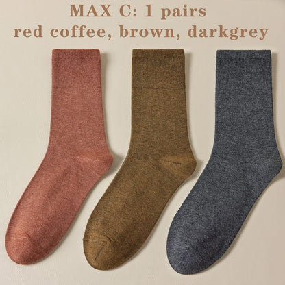Seamless Cotton Mid Crew Socks Women Breathable Retro