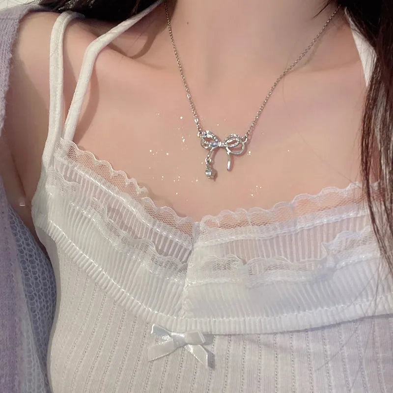 Y2K Purple Crystal Heart Pendant Necklace for Trendy Women AY5632801AY