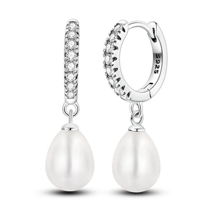 925 Sterling Silver Zirconia Hoop Earrings for Women Engagement Birthday Gift KTE258