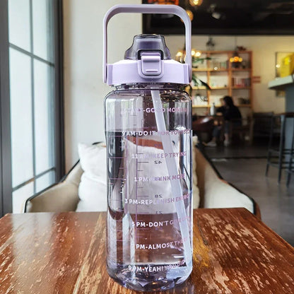 2 Liter Large Portable Water Bottle With Straw For Fitness