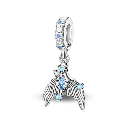 Sparkling Purple Jellyfish Sterling Silver 925 Charm Bead Birthday Pendant for DIY Bracelet Jewelry