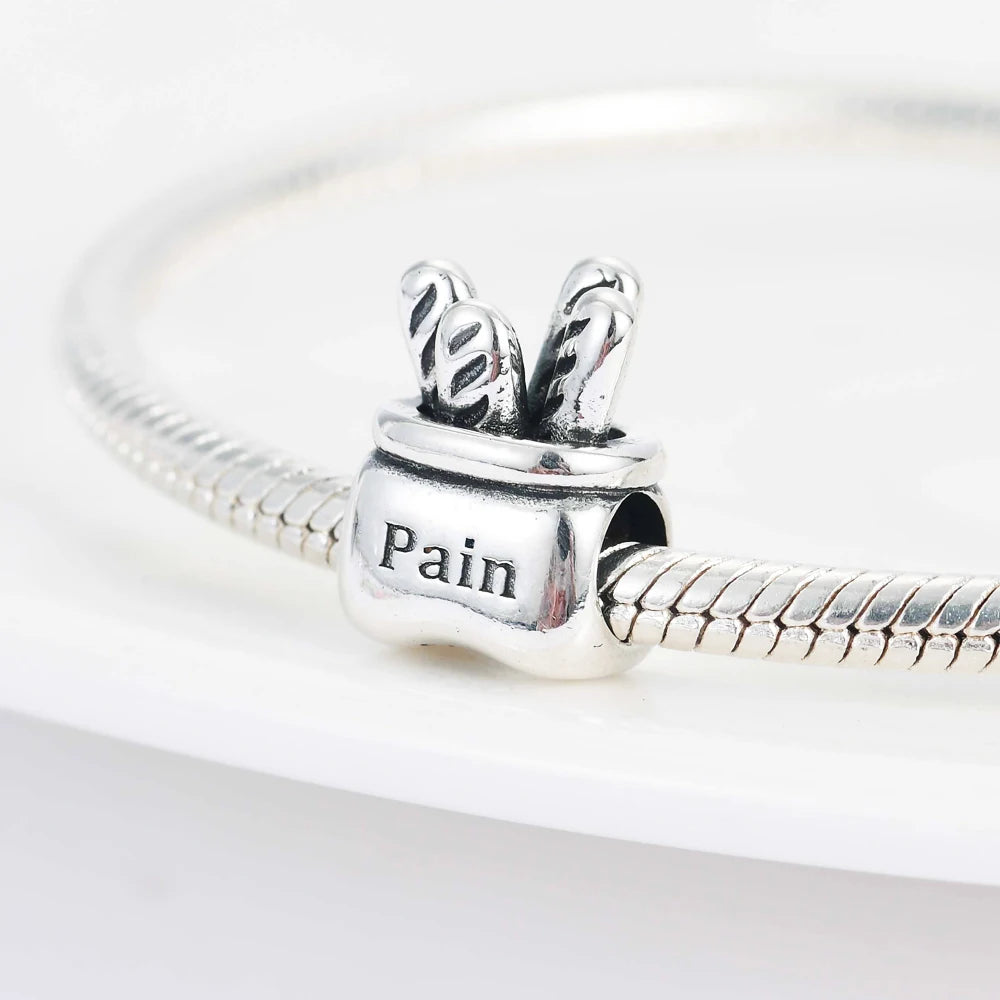 925 Sterling Silver Beer Bottle Popcorn Charm Bead Pendant