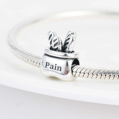 925 Sterling Silver Beer Bottle Popcorn Charm Bead Pendant