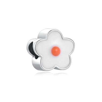 925 Sterling Silver Charm Beads for Women Bracelet - Four-Leaf Clover and Sunflower Design A1963bai