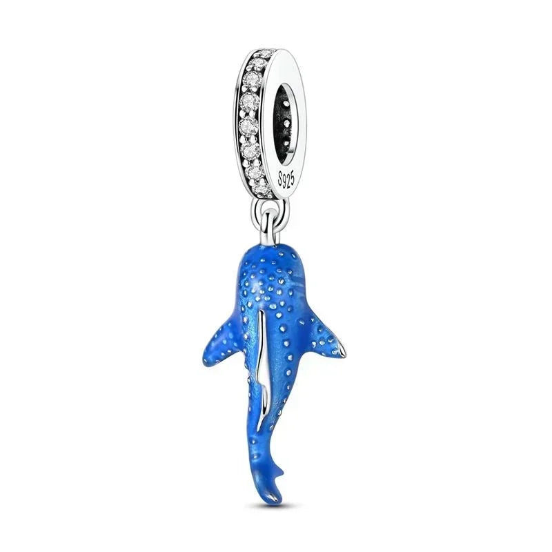 Sparkling Purple Jellyfish Sterling Silver 925 Charm Bead Birthday Pendant for DIY Bracelet Jewelry