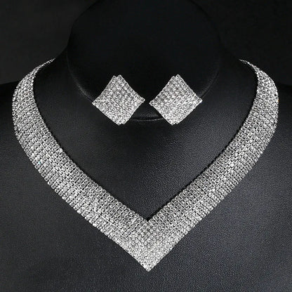 Luxury Crystal Bridal Jewelry Set with African Beads and Rhinestone Necklace and Earrings for Engagement Party Gift