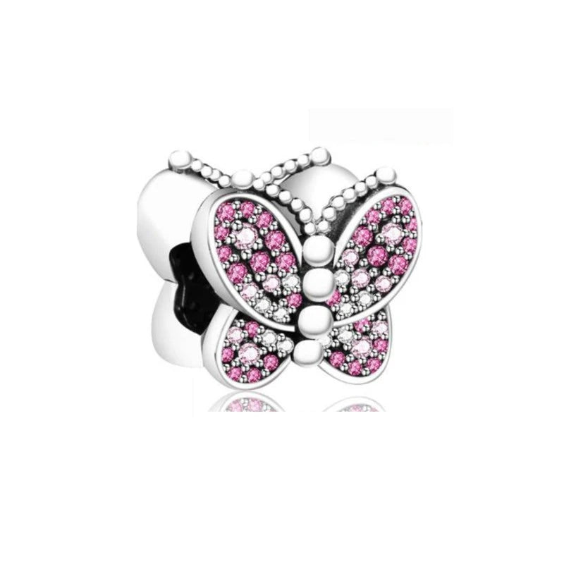 Hot Pink Murano Glass Charm Bead For 925 Bracelet Pendant