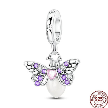 925 Sterling Silver Mom Heart Puzzle Charm Bead Luminous