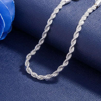 4MM Twisted Rope Sterling Silver Bracelet Unisex Gift