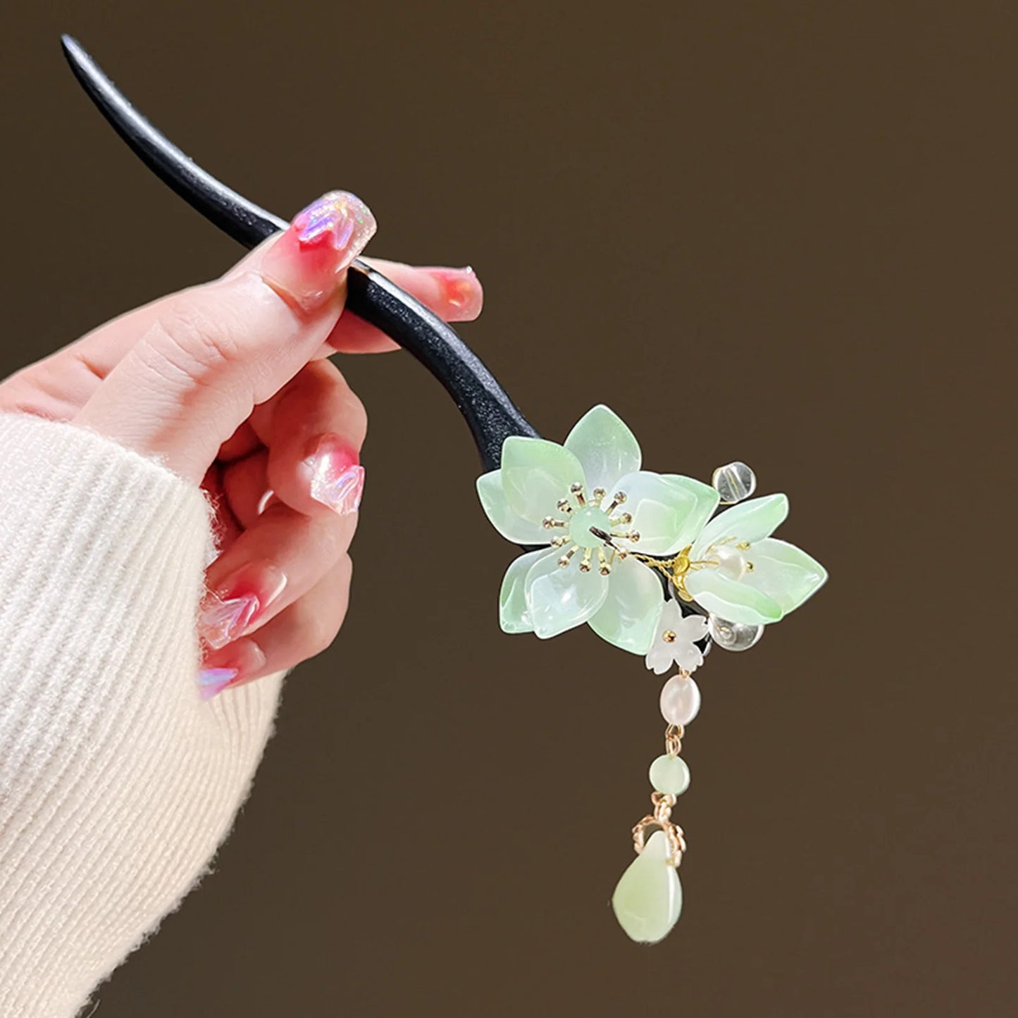 Elegant Hanfu Style Handmade Wooden Hairpin for Weddings and Special Occasions
