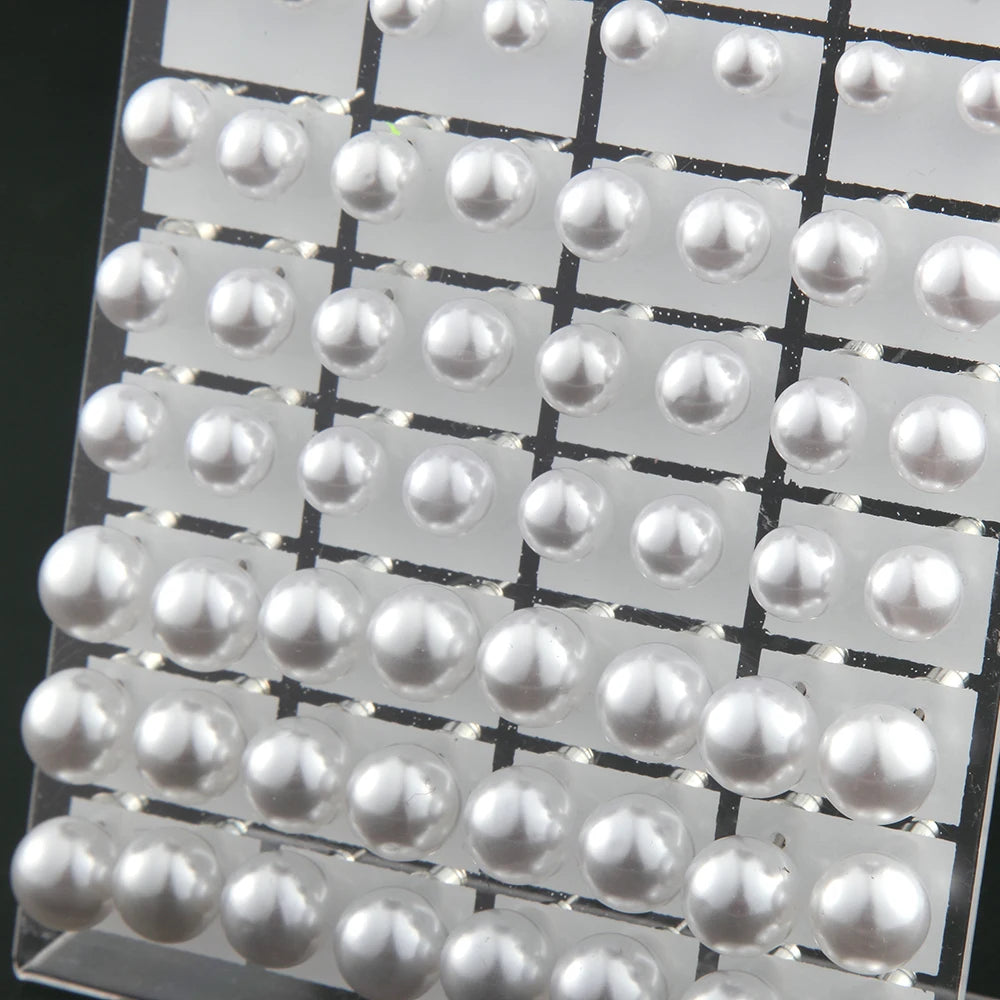 36 Pairs Set White Round Imitation Pearl Stud Earrings with Stainless Steel Backs in 6 8 10mm Beads for Women