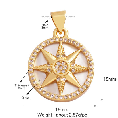 Gold-Plated Celestial Moon Star Charm Pendant with Cubic Zirconia for Jewelry Making