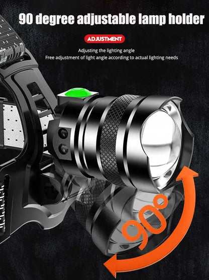 1000000LM 800W LED Powerful Headlamp USB Rechargeable Head Flashlight XHP360