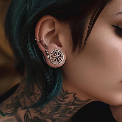 Doearko Fashion Stainless Steel Rune Ear Plugs Tunnels Piercing Expanders Body Jewelry 2PCS Set