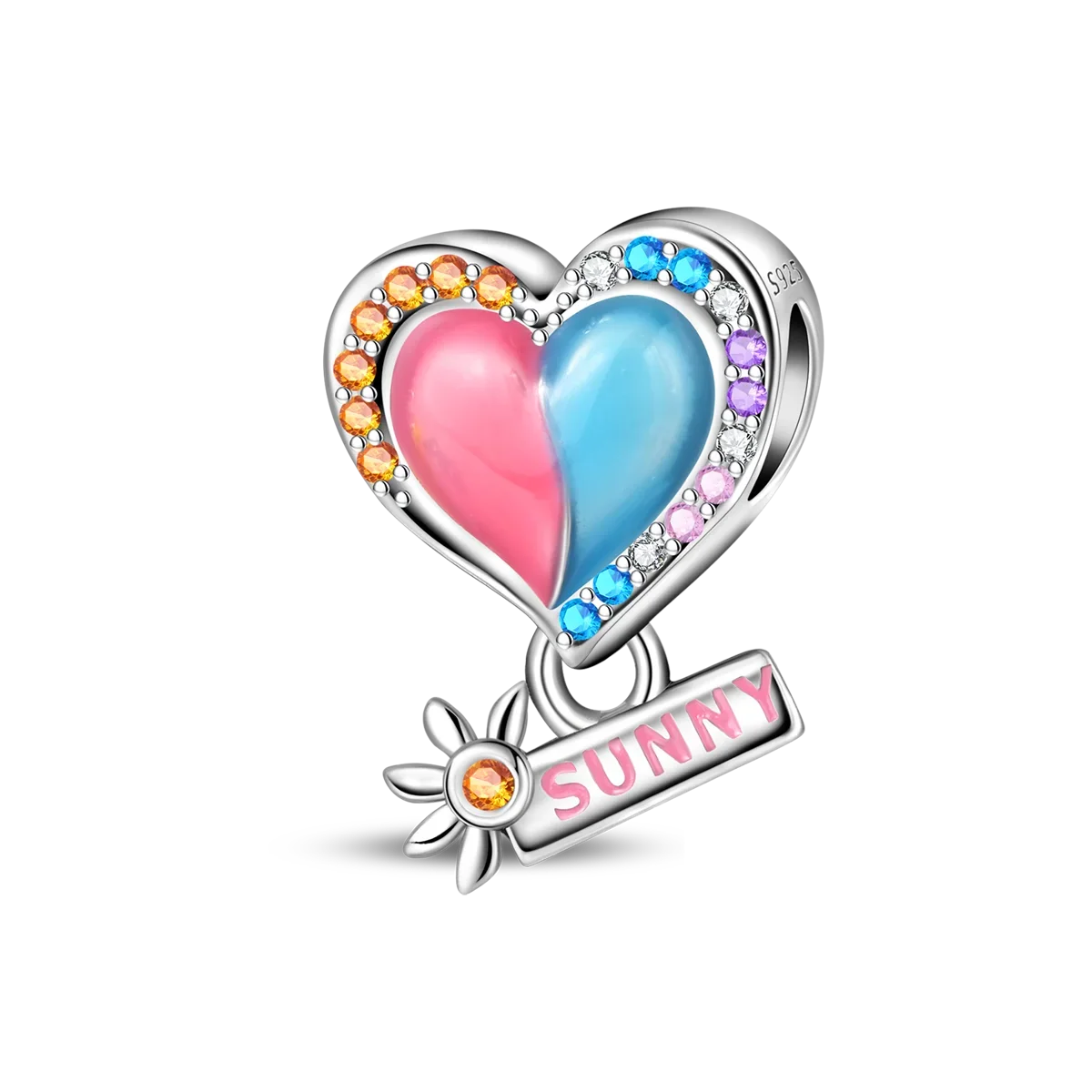 925 Sterling Silver Colorful Rainbow Stars Moon Sun Charm for Women DIY Fine Jewelry Pendant Bracelet Necklace