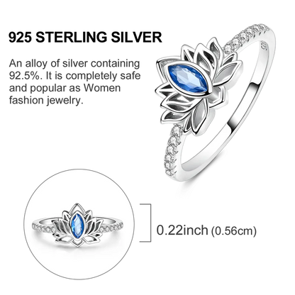 Blue Zircon Evil Eye Ring in 925 Sterling Silver for Women - Sparkling Palm Star Moon Wedding Jewelry Gift LKTR198
