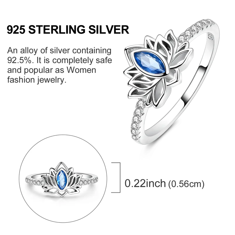 Blue Zircon Evil Eye Ring for Women in 925 Sterling Silver Sparkling Palm Star Moon Wedding Jewelry Gift LKTR219