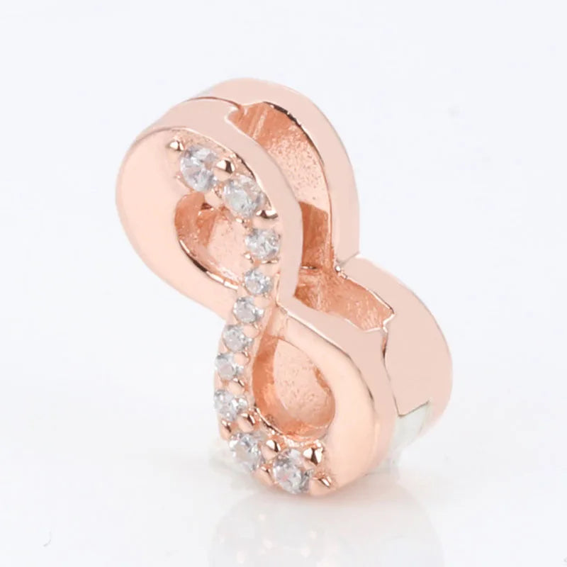 925 Silver Exquisite Moon Heart Letter Flat Clip Beads for European DIY Bracelet