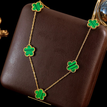 Ganemly 316L Stainless Steel Four Color Five Leaf Clover Flower Jewelry Set for Women