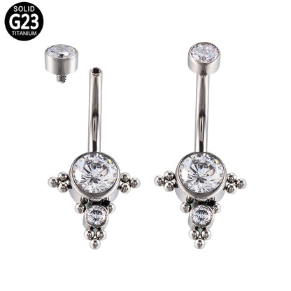 G23 Titanium Belly Button Rings with Crystal CZ Beach Pendant Jewelry