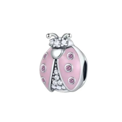 Spring Butterfly Heart Enamel Flower Charm Bead for Bracelets and Necklaces