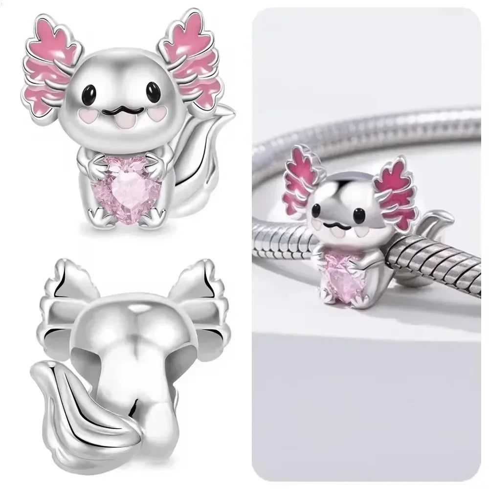 925 Sterling Silver Purple Star Animal Heart Flower Charms Beads for DIY Necklace and Bracelet Jewelry Gift