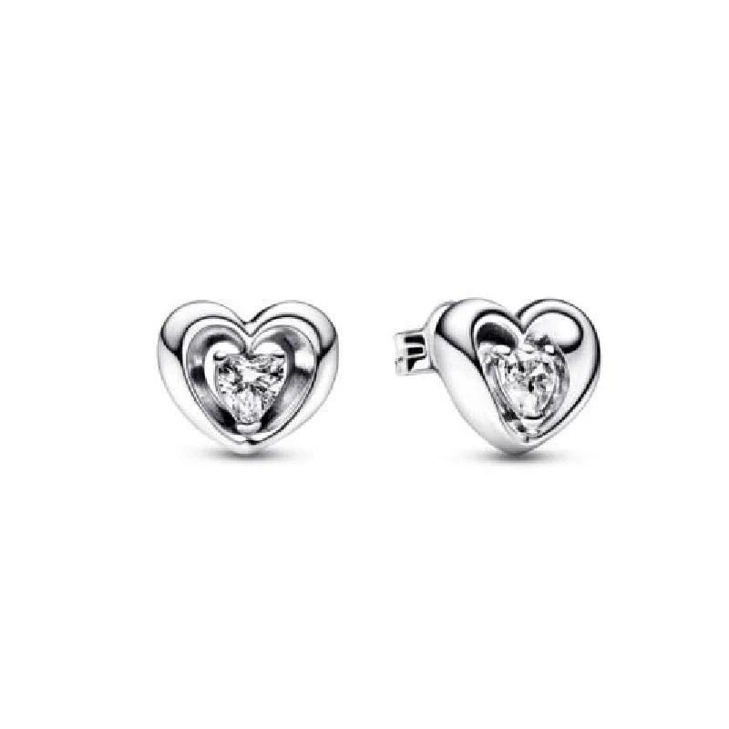 Spring Blue Flower Stud Earrings 925 Sterling Silver Zircon Jewelry for Women P1465
