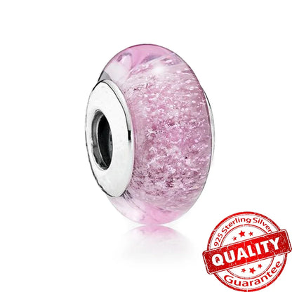 Colorful Flower Murano Glass Charm 925 Sterling Silver Top Rated DIY Jewelry for Bracelets and Necklaces LLZ009-PP