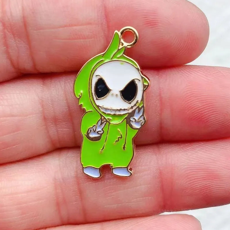 10 Piece Halloween Horror Character Dripping Oil Alloy Pendant Set for DIY Jewelry Accessories