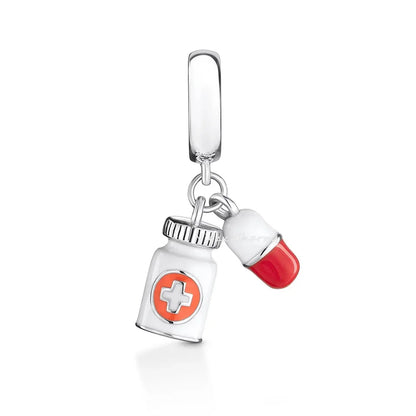 925 Sterling Silver Nurse Cross DIY Charms Beads Zircon