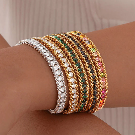 Stunning Gold Iced Out Tennis Bracelet for Women with 5A Cubic Zirconia Stones