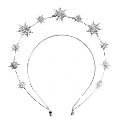 Wedding Crown Hair Jewelry - Double Layer Crystal Star Headpiece with Rhinestones Style 17