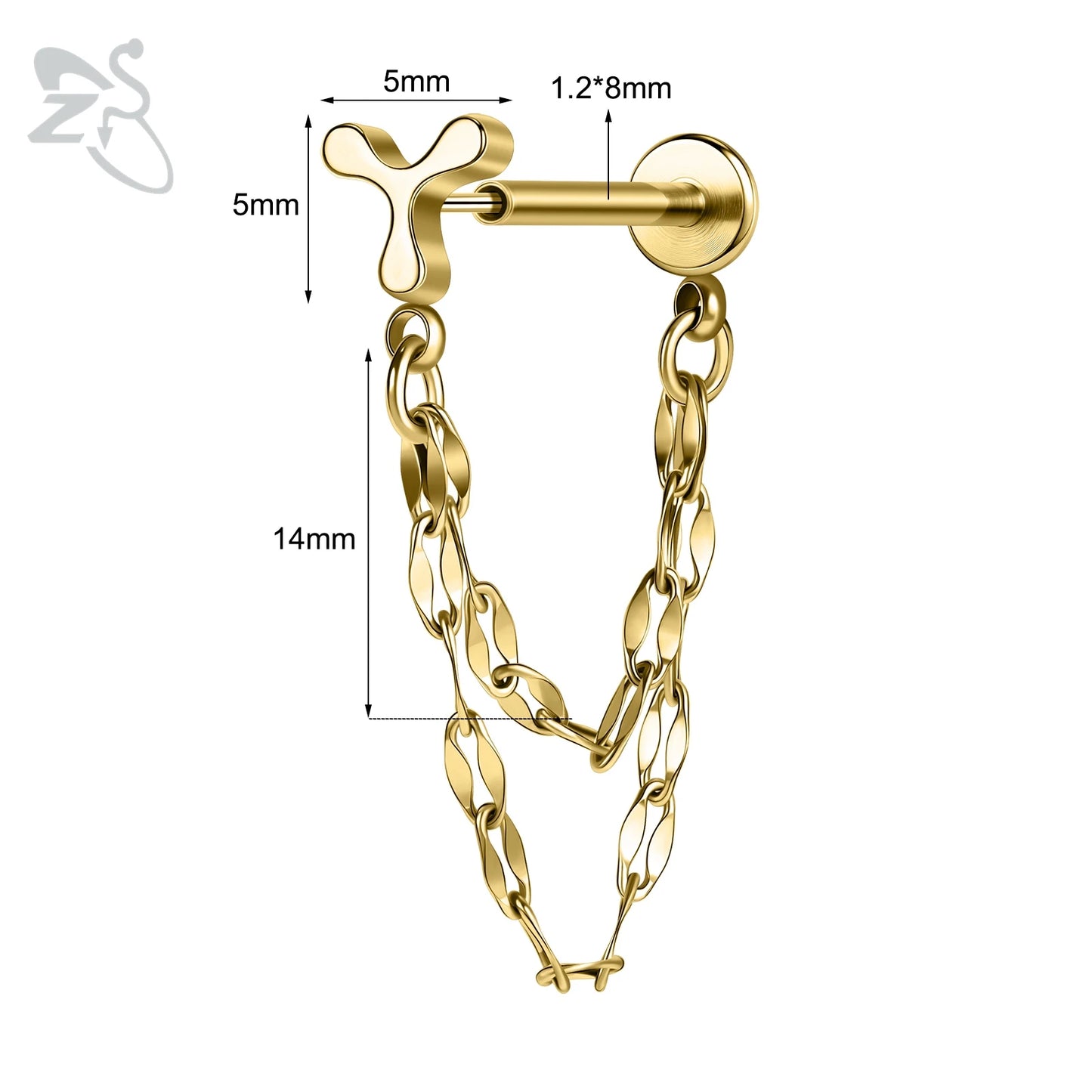 ZS 16G Stainless Steel Stud Earrings for Women and Girls with CZ Crystal Tassel Drop Design