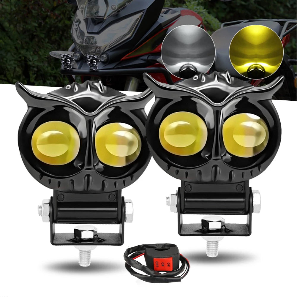 Dual Color Owl LED Motorcycle Spot Light 4 Mode 3000LM
