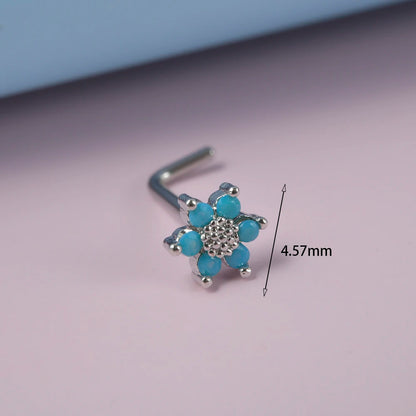 Turquoise Marquise Gem Sunflower Nose Bone Stud 20g Stainless Steel Piercing Jewelry