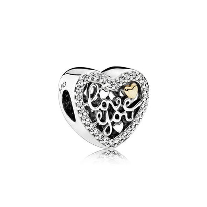 Elegant 925 Sterling Silver Bow Charm with Zircon for Mother's Day Bracelet