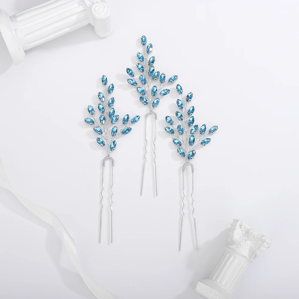 Elegant Rhinestone Bridal Hairpins with 7 Colors Flower Design for Weddings and Parties