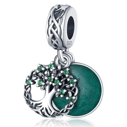 Sterling Silver Family Tree Charm Pendant Zircon Tree Of Life Necklace Bracelet Jewelry Gift