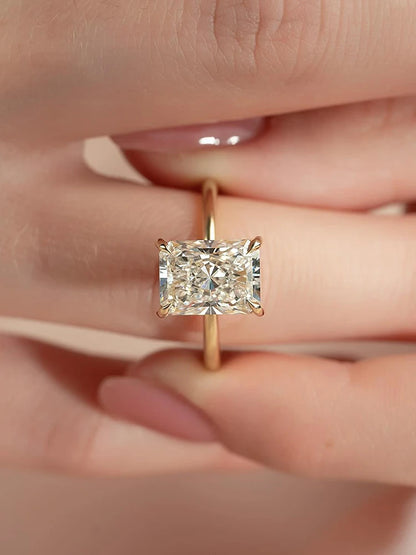 925 Sterling Silver Zircon Rectangular Engagement Ring for Women Luxury Wedding Fine Jewelry