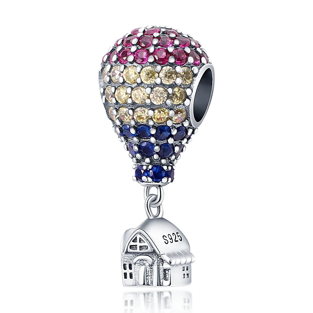 925 Silver Hot Air Balloon Castle Tower Mushroom Charms