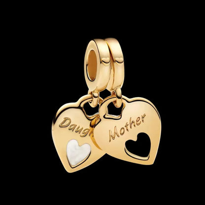 Avocado Double Dangle 925 Silver Heart Eternity Charm