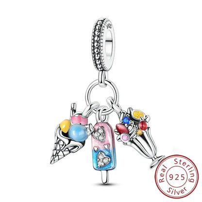 925 Sterling Silver Ocean Turtle Beach Charms Blue Shell