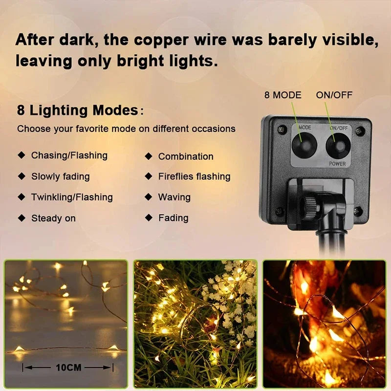 300LED Solar String Lights Outdoor Waterproof Fairy Lights