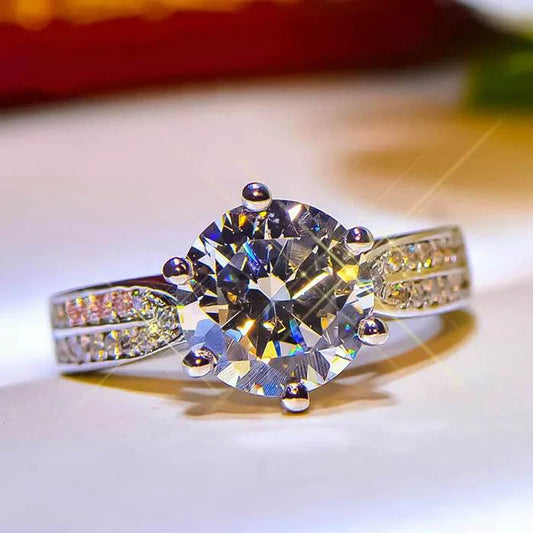 Real 100 Percent 925 Sterling Silver Diamond Engagement Wedding Ring Set for Women