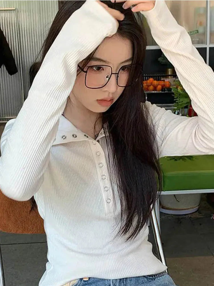 Winter Y2K Knitted Sweater Women Long Sleeve Slim Fit