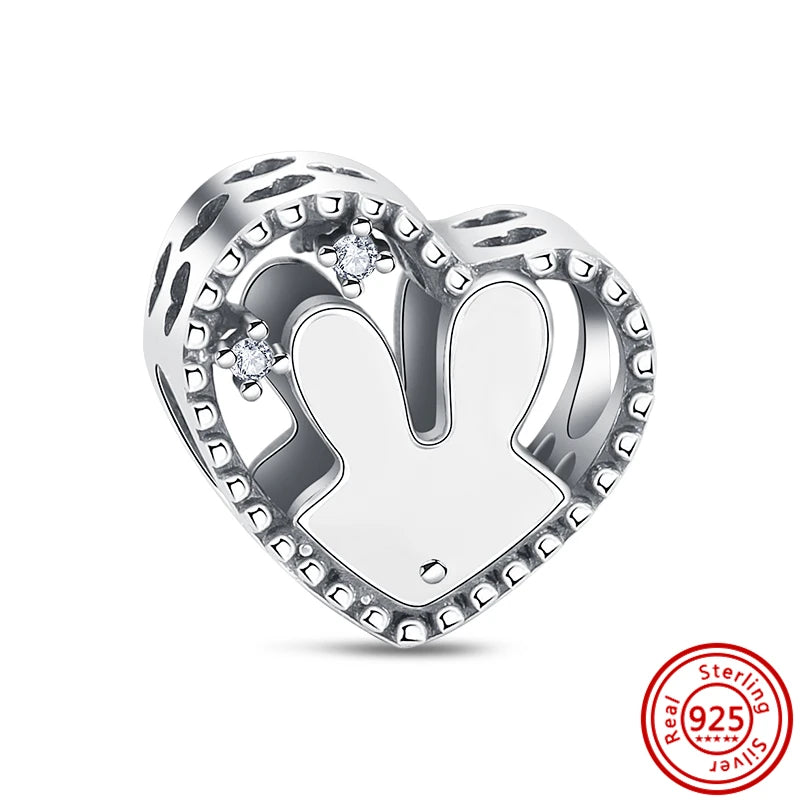 Silver Animal Hearts Infinity Crown Bead Charms Bracelet for Women 925 Sterling Silver Jewelry N539